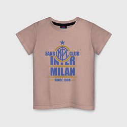 Футболка хлопковая детская Inter Milan fans club, цвет: пыльно-розовый