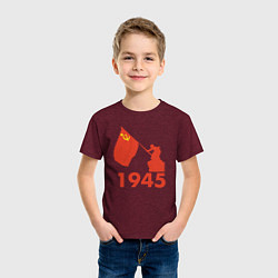 Футболка хлопковая детская 1945, цвет: меланж-бордовый — фото 2