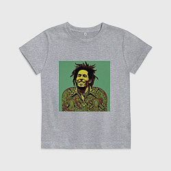 Футболка хлопковая детская Боб Марли 2D граффити эффект, цвет: меланж