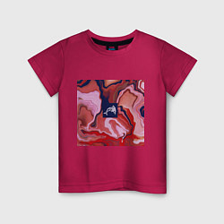 Футболка хлопковая детская Жидкий мрамор и пиксель арт, цвет: маджента