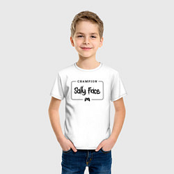 Футболка хлопковая детская Sally Face gaming champion: рамка с лого и джойсти, цвет: белый — фото 2