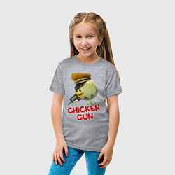 Футболка хлопковая детская Chicken Gun logo, цвет: меланж — фото 2