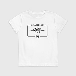 Футболка хлопковая детская Stray gaming champion: рамка с лого и джойстиком, цвет: белый