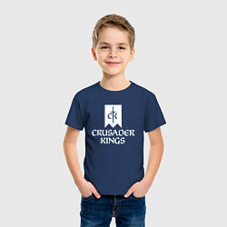 Футболка хлопковая детская Crusader Kings логотип, цвет: тёмно-синий — фото 2