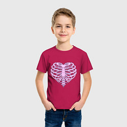 Футболка хлопковая детская Bone heart, цвет: маджента — фото 2