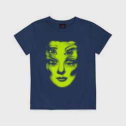 Футболка хлопковая детская Double lime face, цвет: тёмно-синий