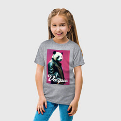 Футболка хлопковая детская Панда - модный чувак, цвет: меланж — фото 2