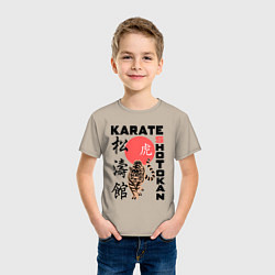 Футболка хлопковая детская Карате шотокан, цвет: миндальный — фото 2