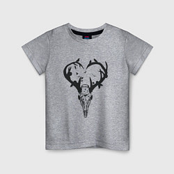Детская футболка Череп олень с рогами в виде сердца
