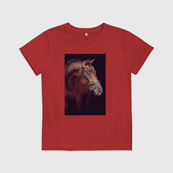 Футболка хлопковая детская Лошадь во всей красе, цвет: красный