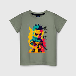 Футболка хлопковая детская Bart Simpson - samurai - bushido, цвет: авокадо