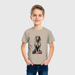 Футболка хлопковая детская Фараон синий, цвет: миндальный — фото 2