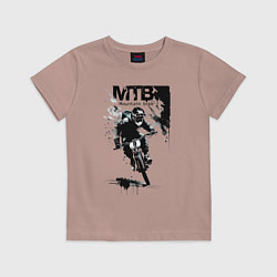 Футболка хлопковая детская Mountain bike - extreme, цвет: пыльно-розовый