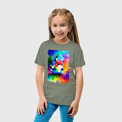 Футболка хлопковая детская Акварельный Пикачу - поп-арт, цвет: авокадо — фото 2
