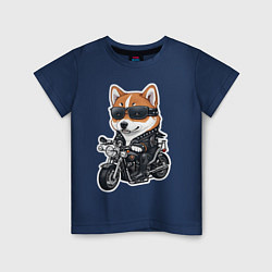 Детская футболка Shiba Inu собака мотоциклист