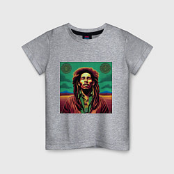 Футболка хлопковая детская Digital Art Bob Marley in the field, цвет: меланж