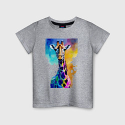 Детская футболка Маленький жирафёнок - Африка - акварель