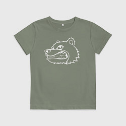 Футболка хлопковая детская Белая голова медведя, цвет: авокадо