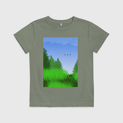Футболка хлопковая детская Black Birds, цвет: авокадо