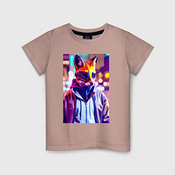 Детская футболка Cyber fox - neon - city