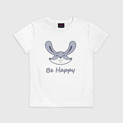 Футболка хлопковая детская Кролик be happy, цвет: белый