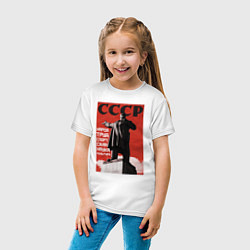 Футболка хлопковая детская СССР Ленин ретро плакат, цвет: белый — фото 2