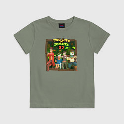 Футболка хлопковая детская Two Guys & Zombies 3D - Общий сбор гайсов, цвет: авокадо