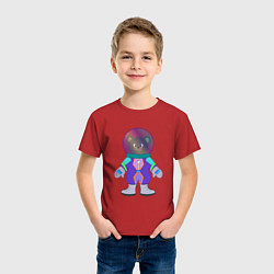 Футболка хлопковая детская Мишка космонавт, цвет: красный — фото 2