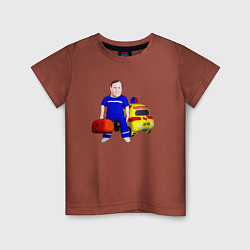 Футболка хлопковая детская Доктор реанимации, цвет: кирпичный