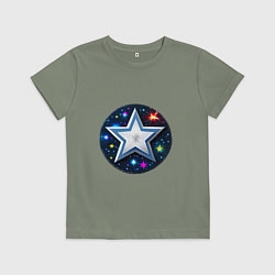 Футболка хлопковая детская Звезда и полотно космоса, цвет: авокадо