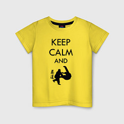 Футболка хлопковая детская Keep calm and judo, цвет: желтый