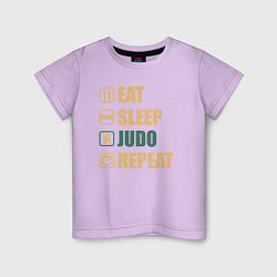 Футболка хлопковая детская Eat sleep judo, цвет: лаванда