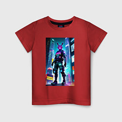 Детская футболка Кенга - киберпанк - неоновый город