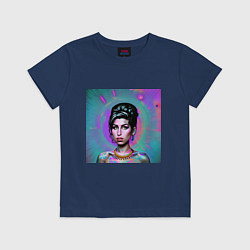 Футболка хлопковая детская Amy Winehouse Great Glitch Art, цвет: тёмно-синий