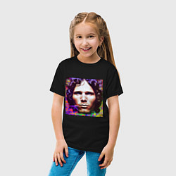 Футболка хлопковая детская Jim Morrison Glitch 25 Digital Art, цвет: черный — фото 2