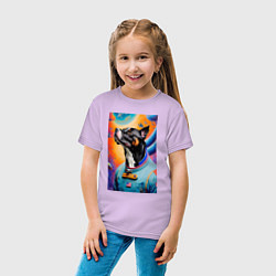 Футболка хлопковая детская Пёс-космонавт - нейросеть, цвет: лаванда — фото 2