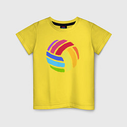 Футболка хлопковая детская Rainbow volleyball, цвет: желтый