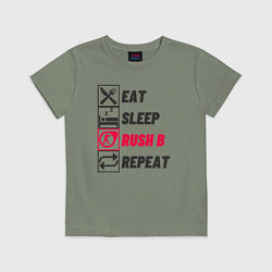 Футболка хлопковая детская Eat sleep rush b repeat, цвет: авокадо