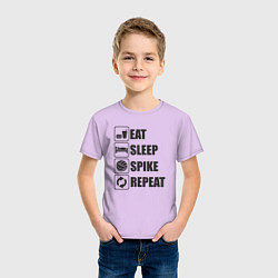 Футболка хлопковая детская Eat sleep spike, цвет: лаванда — фото 2