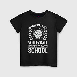 Футболка хлопковая детская Школа волейбола, цвет: черный