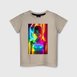 Детская футболка Japanese girl - neon glow - neural network