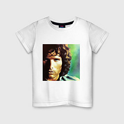 Футболка хлопковая детская Jim Morrison One eye Digital Art, цвет: белый