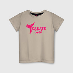 Футболка хлопковая детская Girl karate, цвет: миндальный