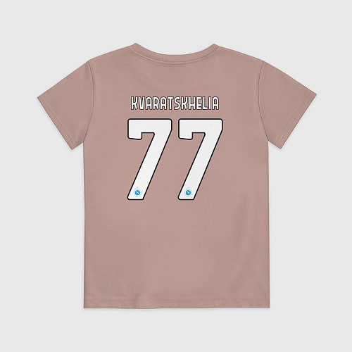 Детская футболка Хвича Кварацхелия ФК Наполи форма домашняя / Пыльно-розовый – фото 2