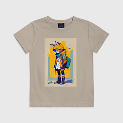 Футболка хлопковая детская Fox cub - urban style - neural network, цвет: миндальный