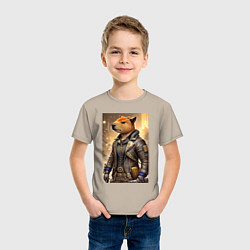 Футболка хлопковая детская Cool capybara - steampunk - neural network, цвет: миндальный — фото 2