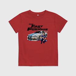 Футболка хлопковая детская Брайан ОКоннер Nissan Skyline R34, цвет: красный