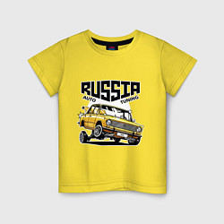 Футболка хлопковая детская Russia tuning car, цвет: желтый