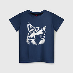 Футболка хлопковая детская Голова волка Wolf head, цвет: тёмно-синий