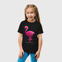 Футболка хлопковая детская Фламинго минималистичный, цвет: черный — фото 2